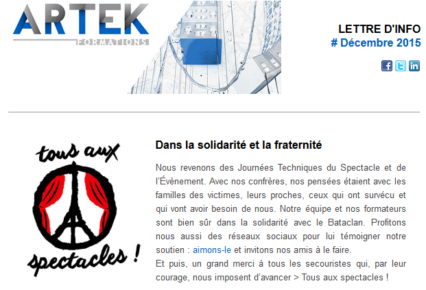 Newsletter ARTEK Formations décembre 2015