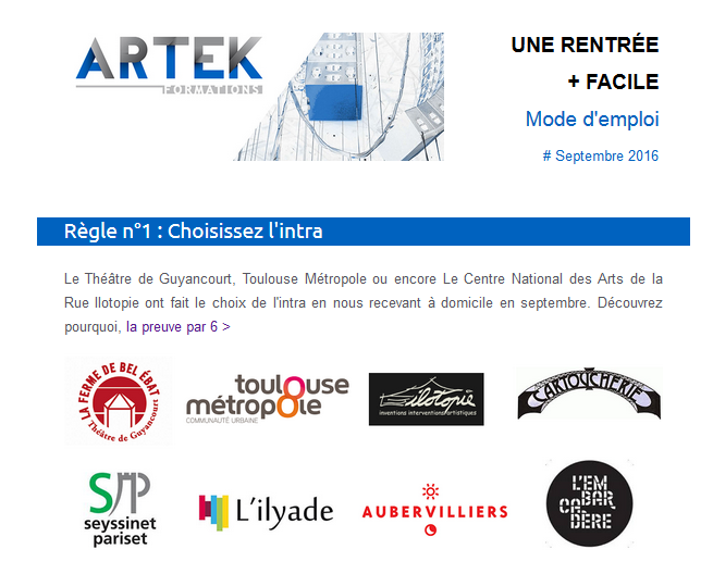 Newsletter ARTEK septembre 2016